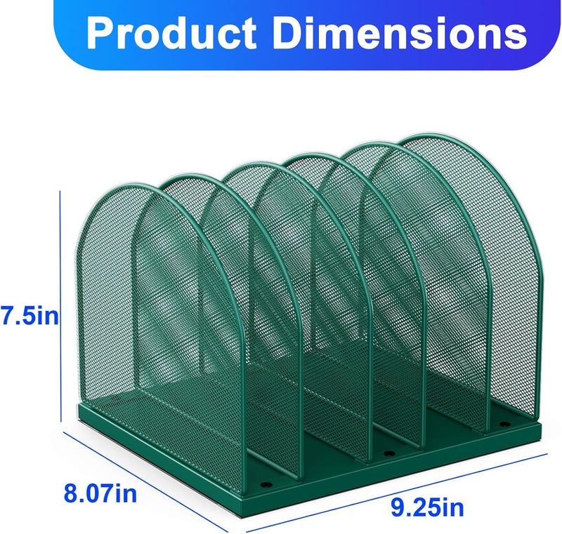gianotter Desktop File Organizer, Desk Organizer with 5 Compartments, Paper Organizer for Desk, Workspace Organizers for Office Supplies (Green) - Image 3